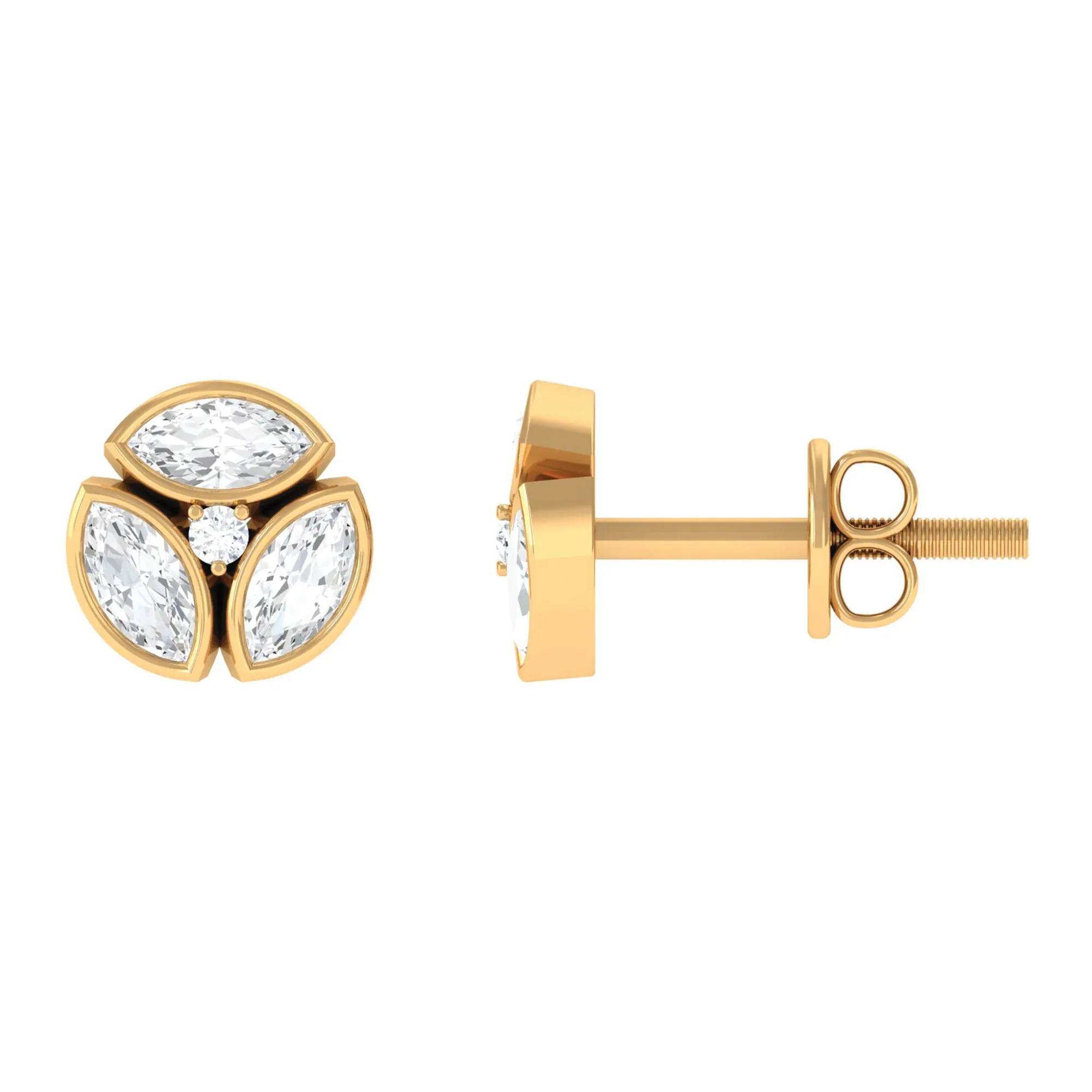 0.75 CT Natural Diamond Minimal Stud Earrings in Gold