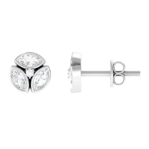 0.75 CT Natural Diamond Minimal Stud Earrings in Gold