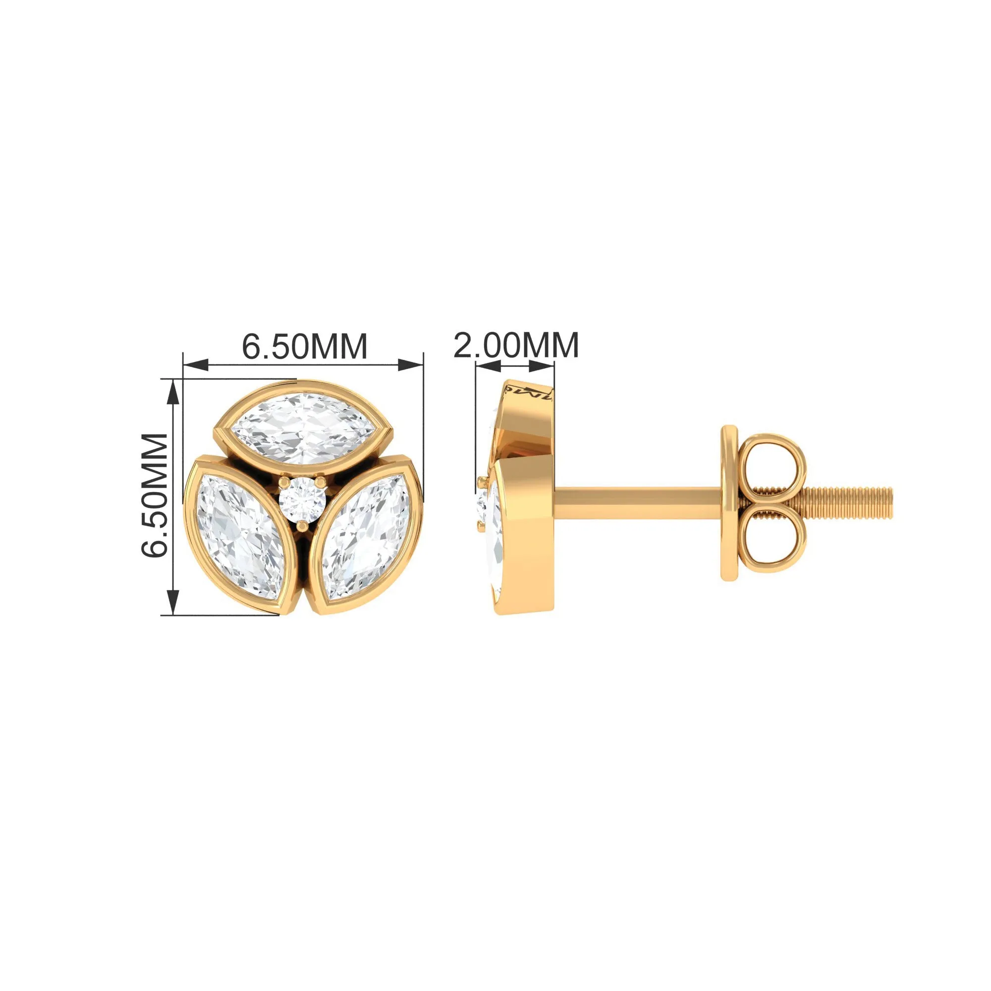 0.75 CT Natural Diamond Minimal Stud Earrings in Gold