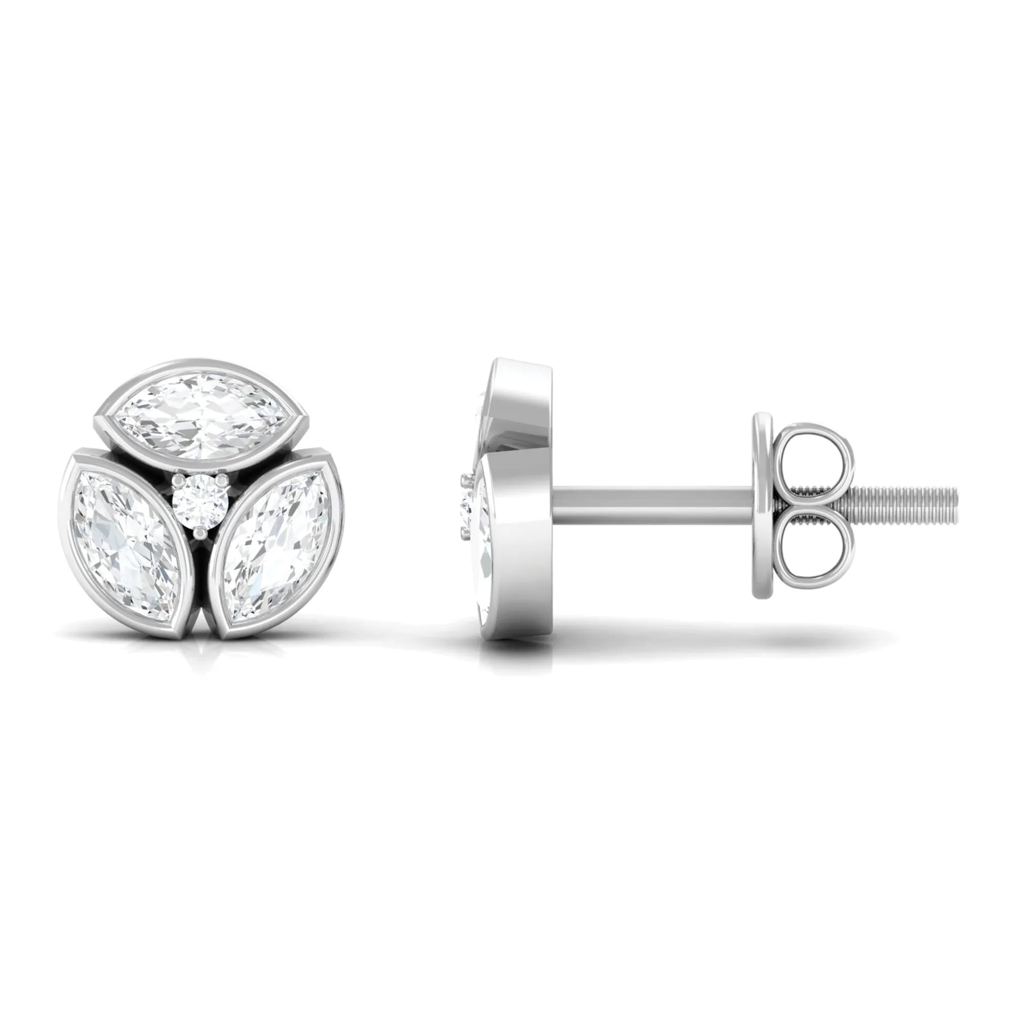 0.75 CT Natural Diamond Minimal Stud Earrings in Gold