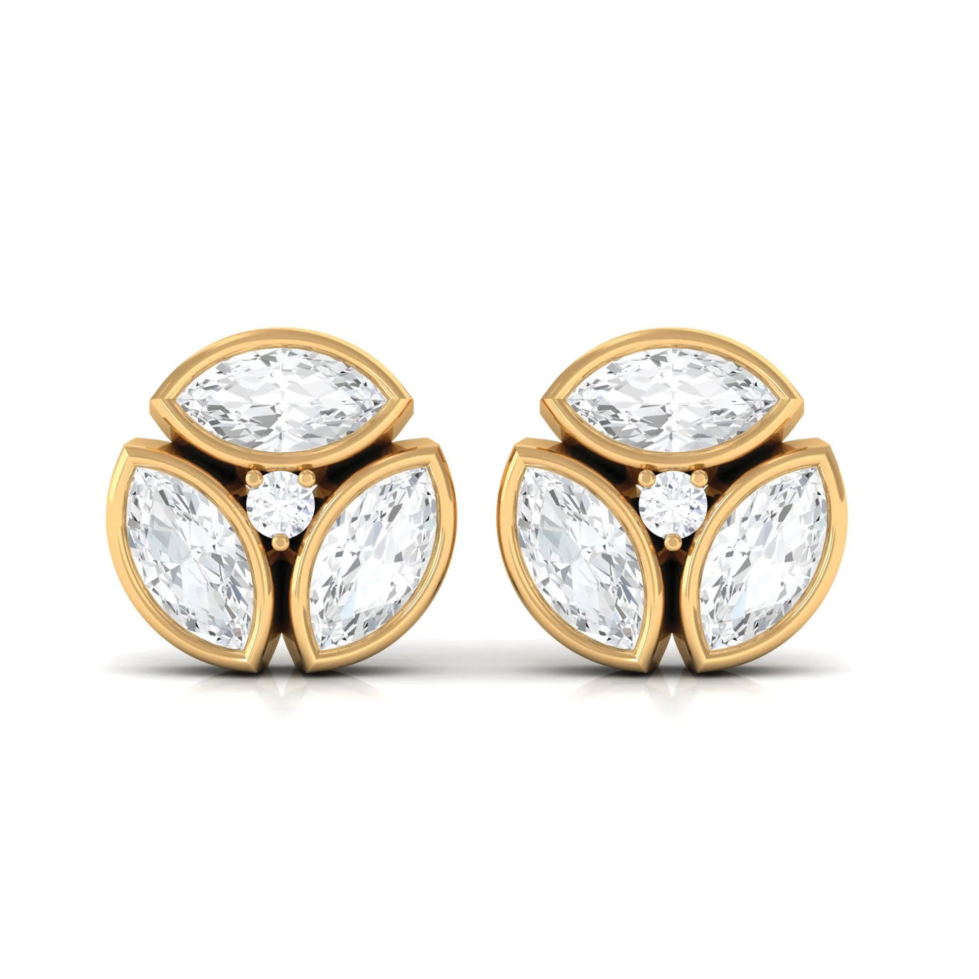 0.75 CT Natural Diamond Minimal Stud Earrings in Gold