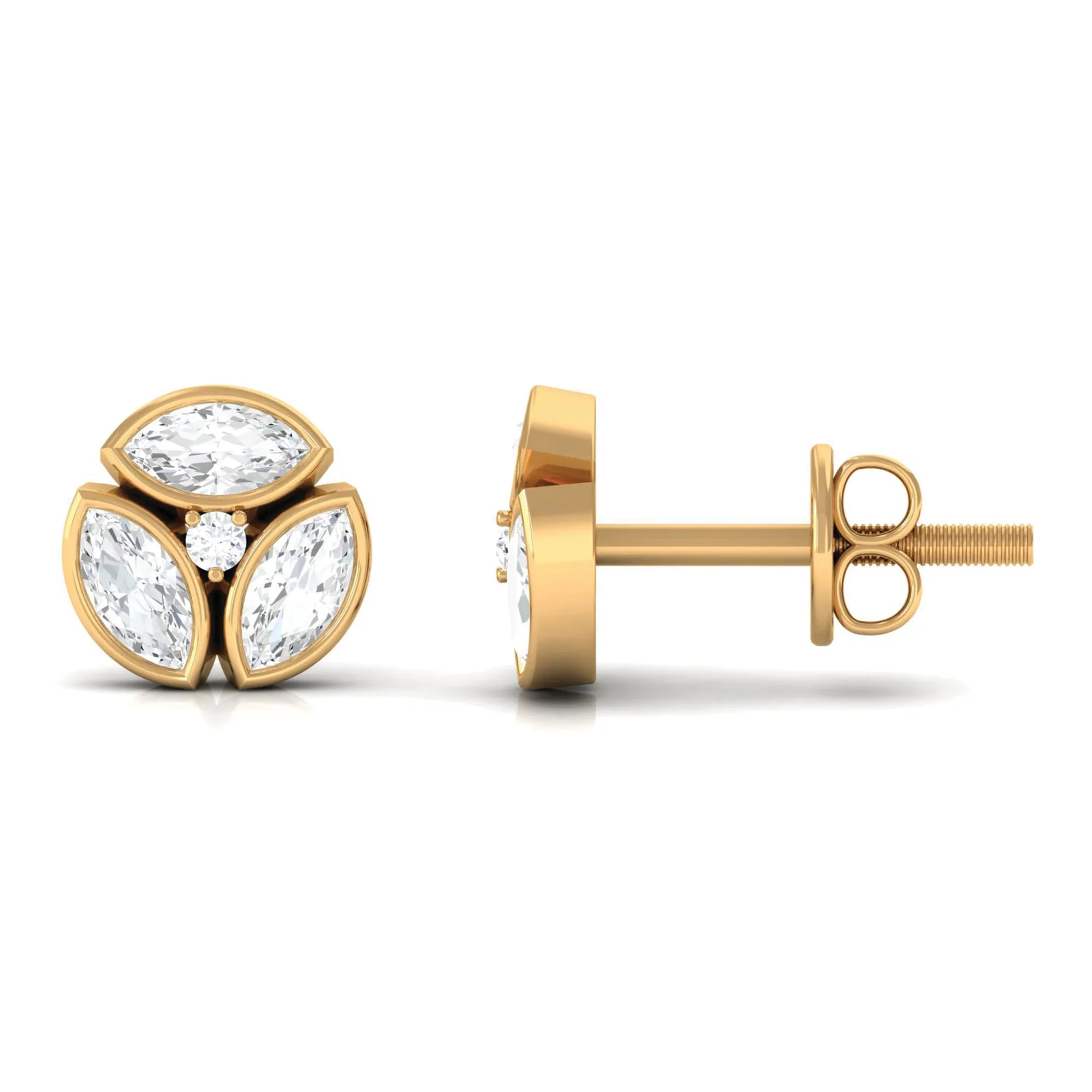 0.75 CT Natural Diamond Minimal Stud Earrings in Gold