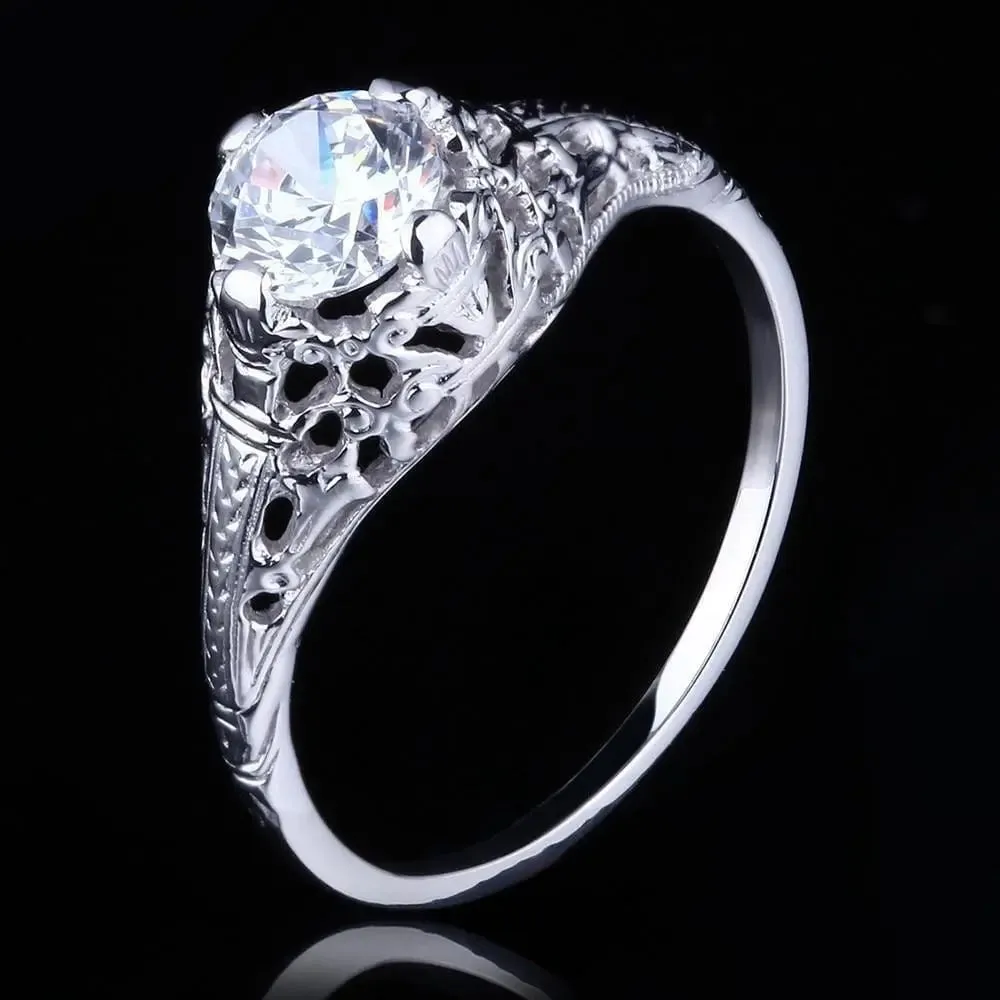 10k White Gold Vintage / Unique Moissanite Ring 0.6ct