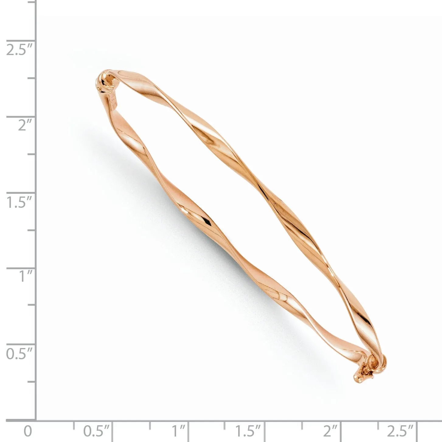 14kt Rose Gold Polished Twisted Hinged Bangle