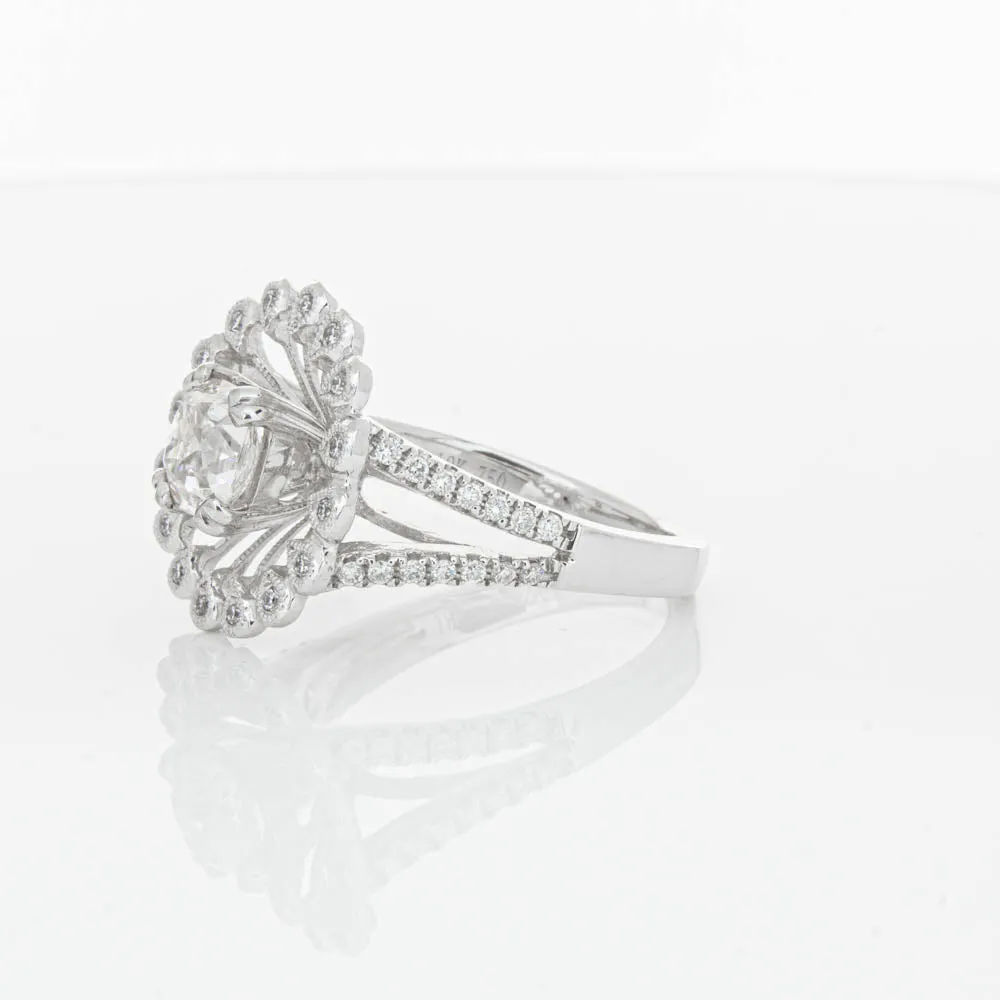 18ct White Gold Cushion Cut Diamond Ring