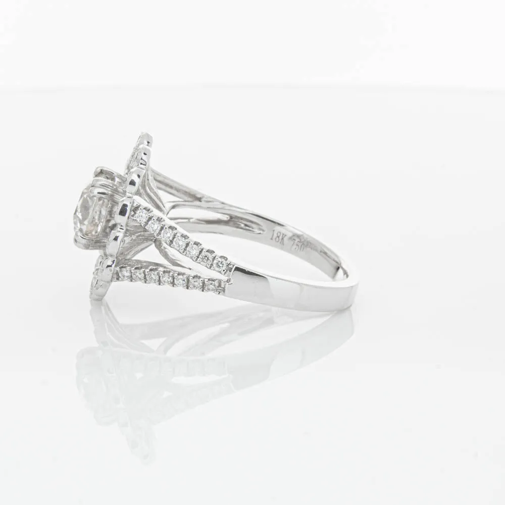 18ct White Gold Cushion Cut Diamond Ring