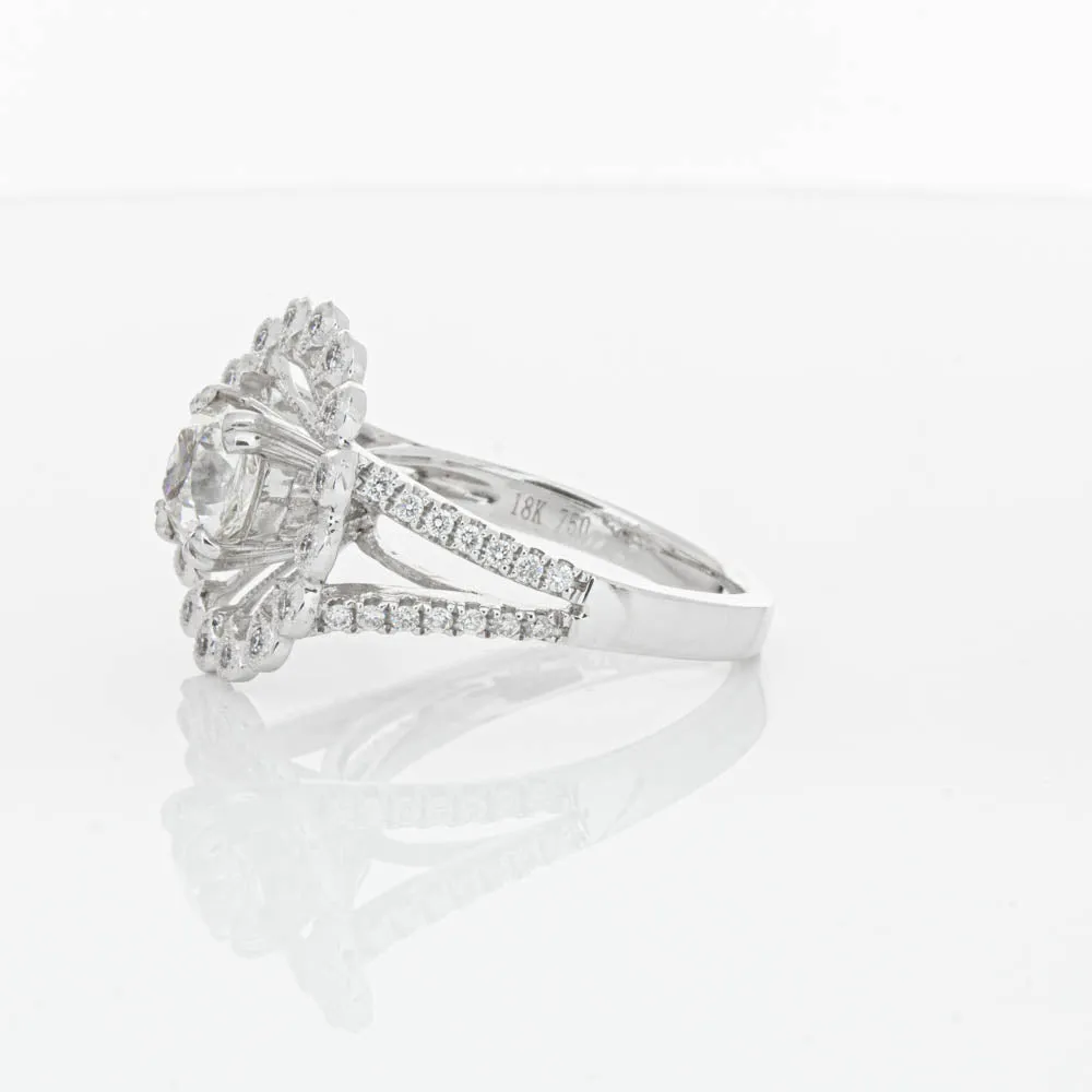 18ct White Gold Cushion Cut Diamond Ring