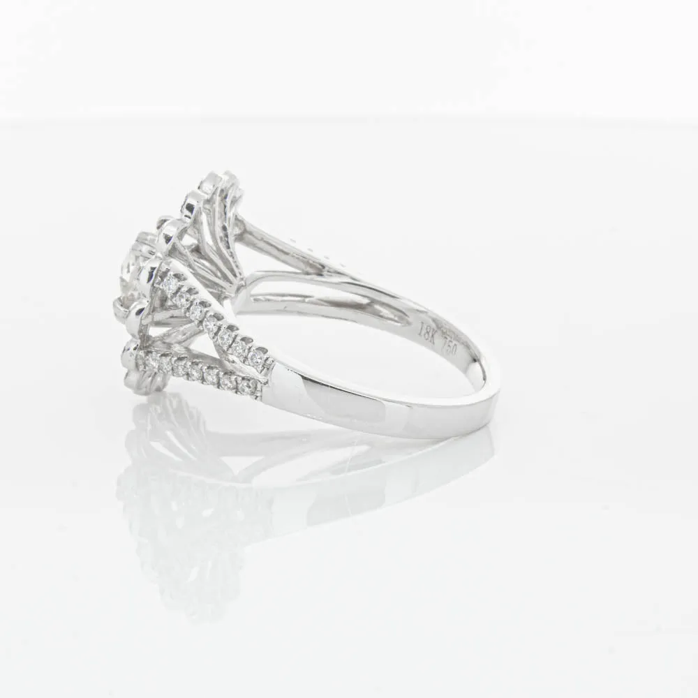 18ct White Gold Cushion Cut Diamond Ring