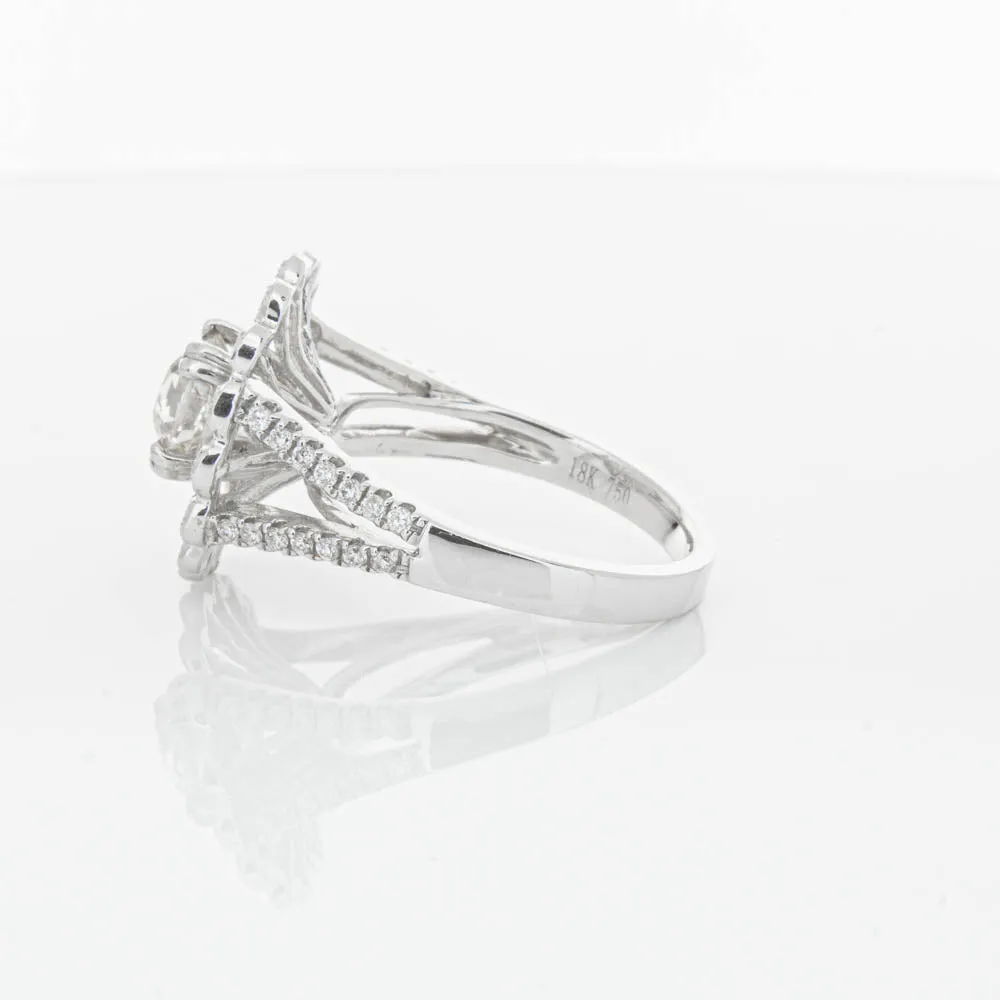 18ct White Gold Cushion Cut Diamond Ring