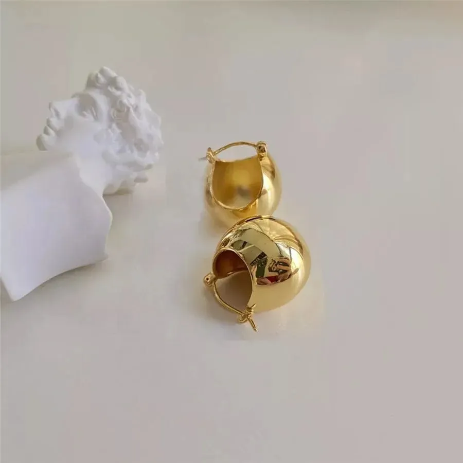 18K Gold Plated Basket Waterproof Stud Hoops Earrings