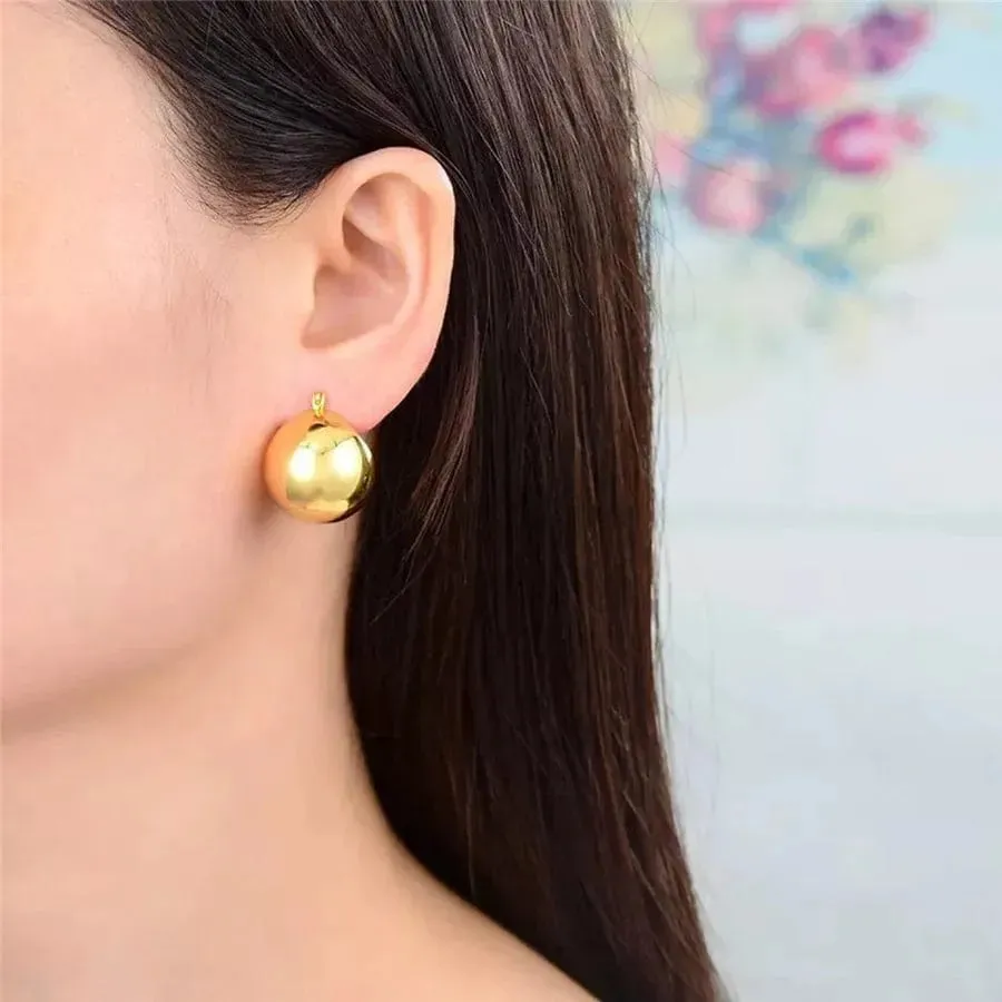 18K Gold Plated Basket Waterproof Stud Hoops Earrings