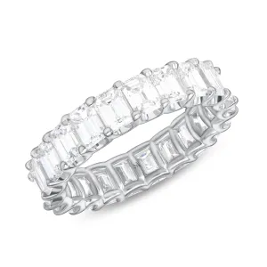 18K White Gold Emerald Cut Eternity Ring, 5.48ct tdw