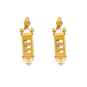 22K Yellow Gold & CZ Earrings (13gm)