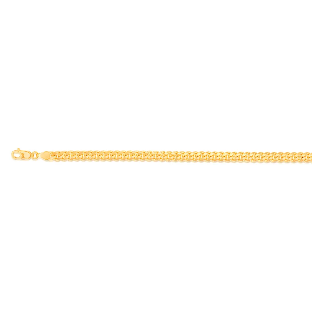 9ct Yellow Gold Silverfilled 120 Gauge Curb 21cm Bracelet