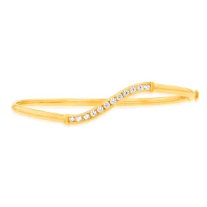 9ct Yellow Gold Silverfilled Single Row Cubic Zirconia Bangle