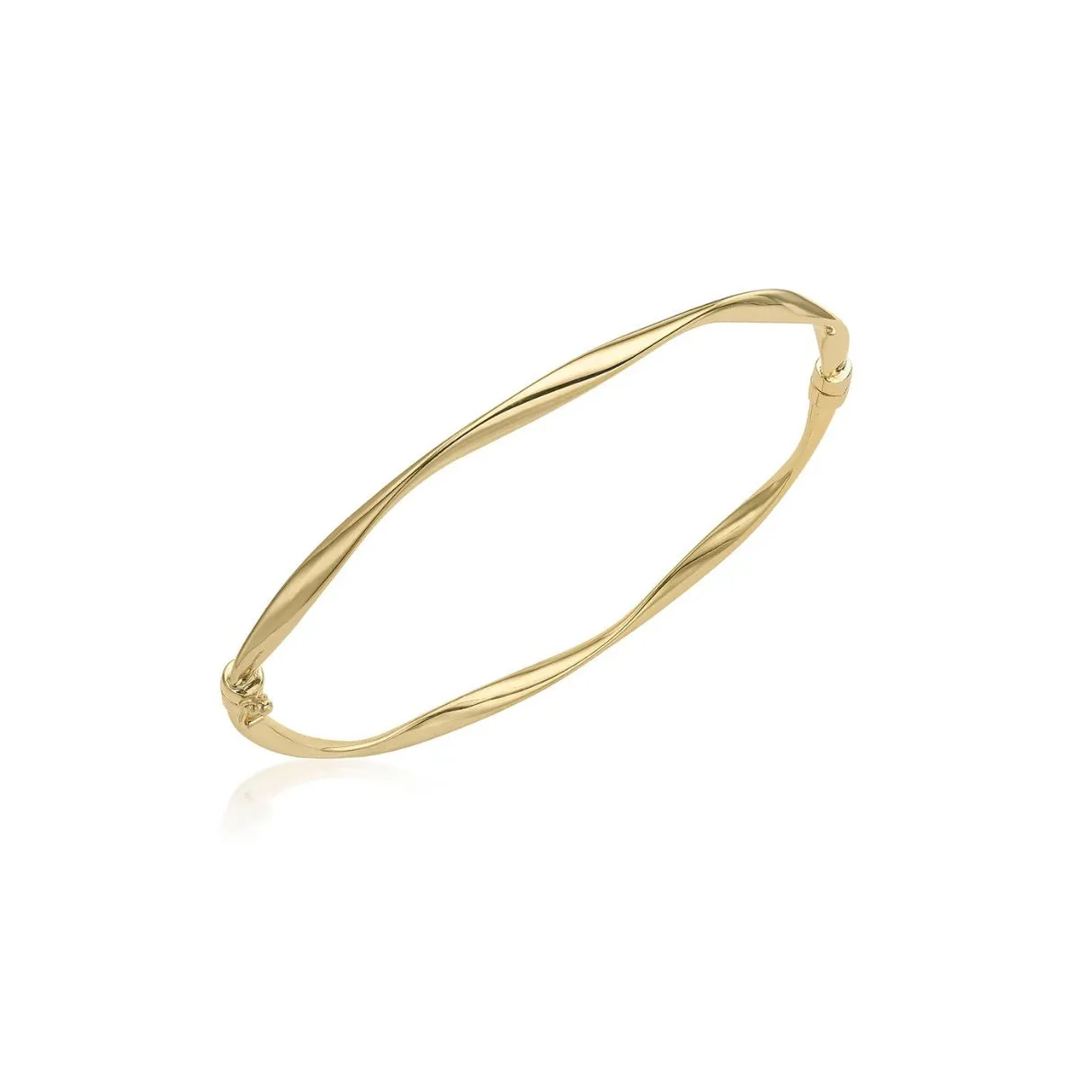 9K Yellow Gold Thin Flat Twist Bangle