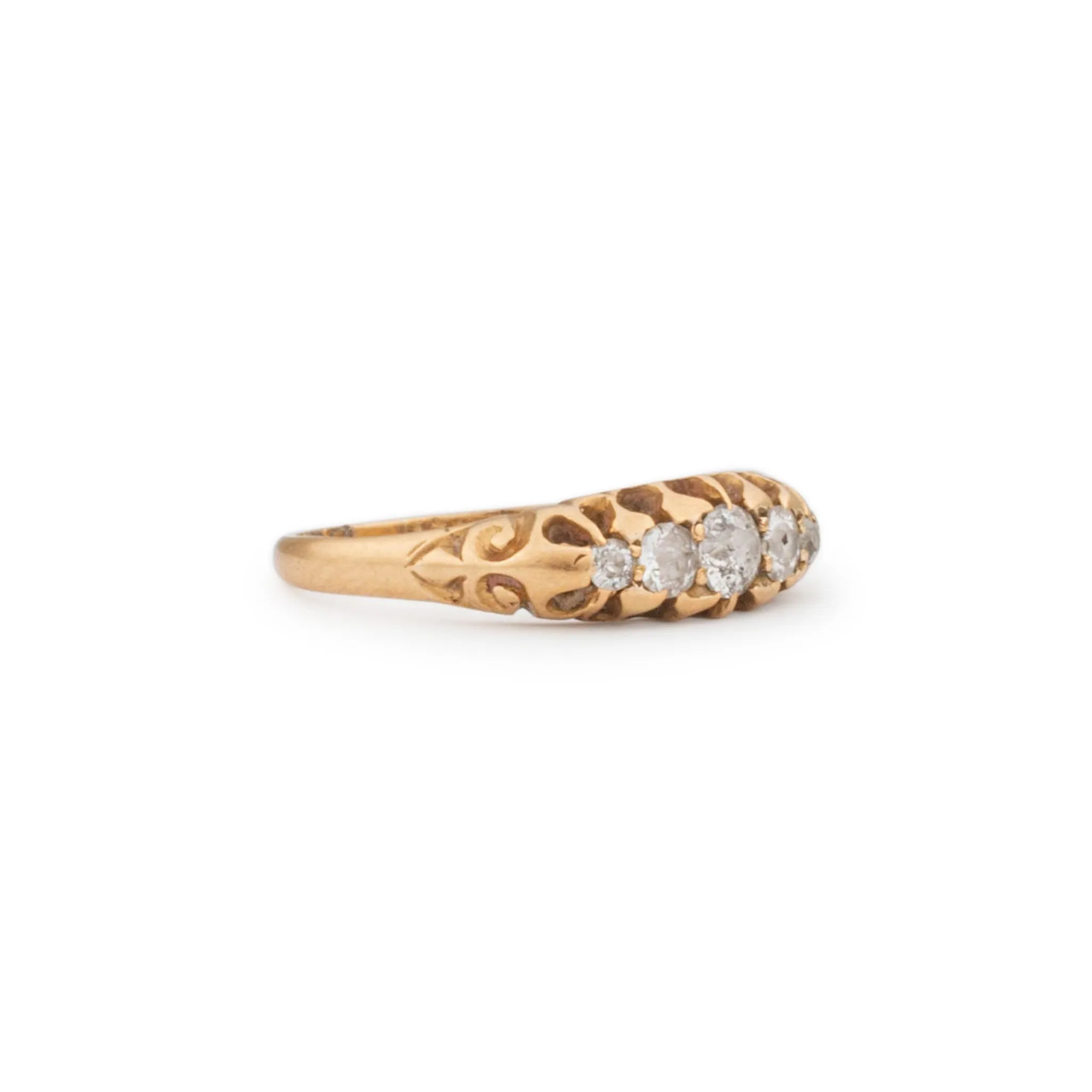 Antique Victorian 18K Yellow Gold Five Stone Cocktail Ring