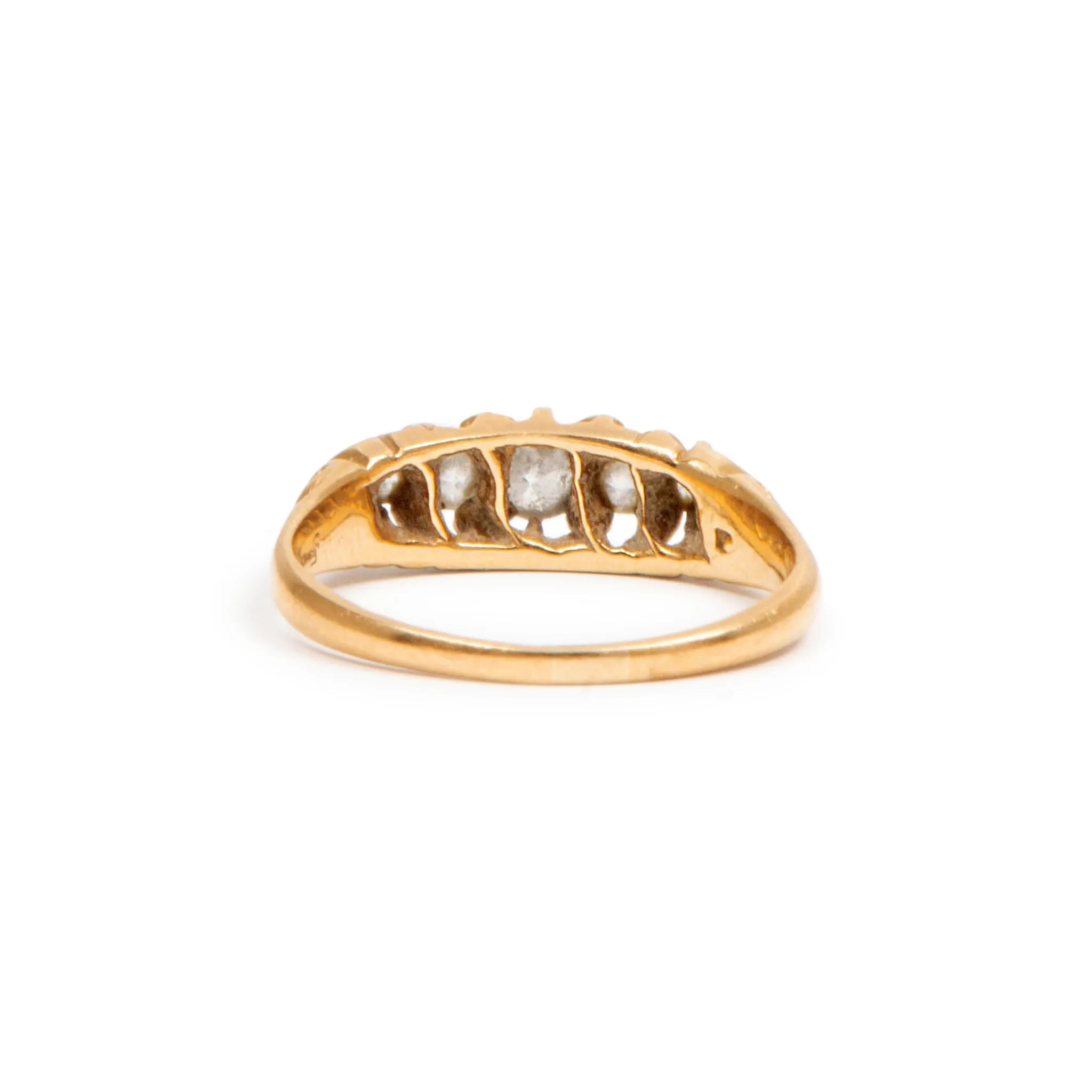 Antique Victorian 18K Yellow Gold Five Stone Cocktail Ring