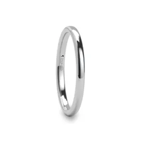 ARLINGTON | White Tungsten Ring, Silver Shiny, Domed