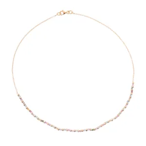 Beaded Thea Multi Tourmaline Necklace in Gold Vermeil