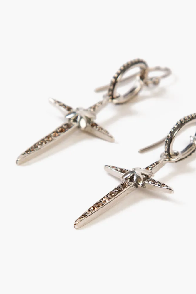 Chan Luu Silver Diamond Cross Earrings