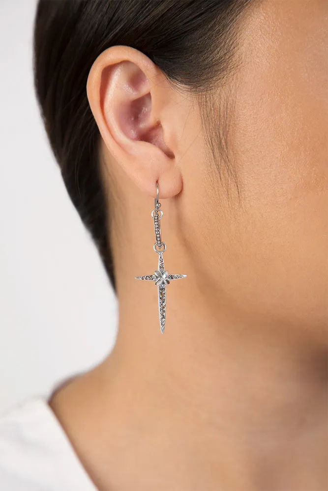 Chan Luu Silver Diamond Cross Earrings