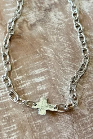 Cross My Heart Silver Chain Necklace