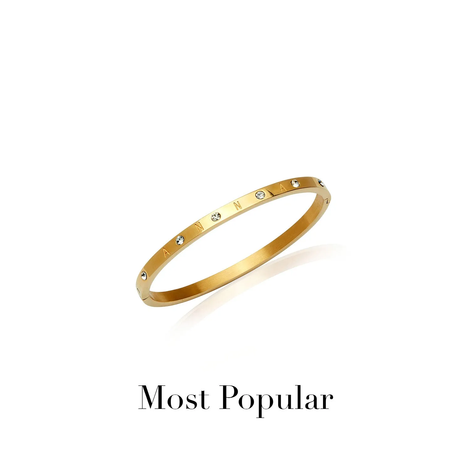 Custom Crystal Name Bangle (Gold)