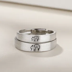 Custom Cute Couple Promise Rings Set for Two