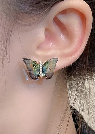 Delicate Green Butterfly Stud Earrings jlt11628