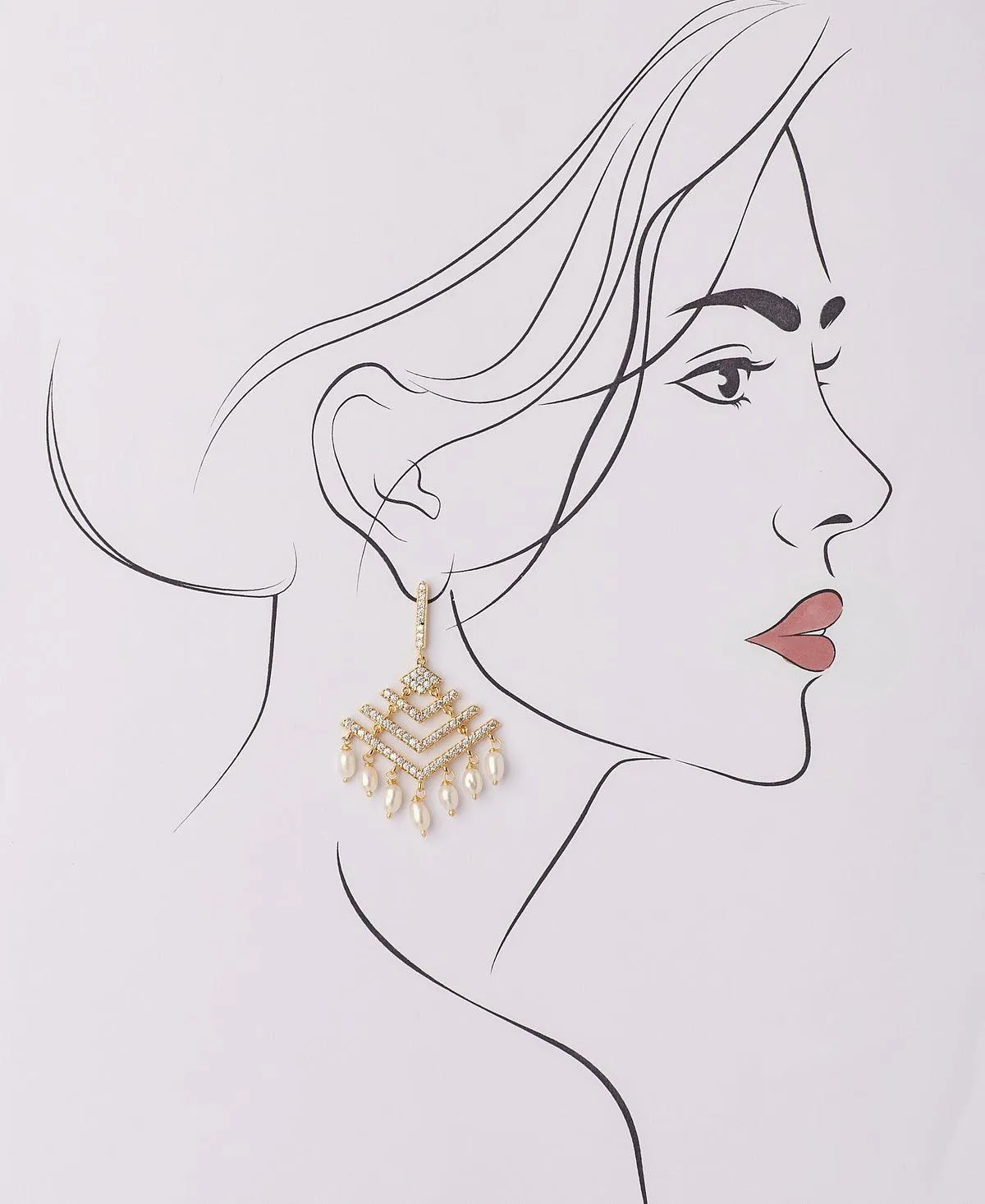 Delicate Stone Studded Hanging Earring