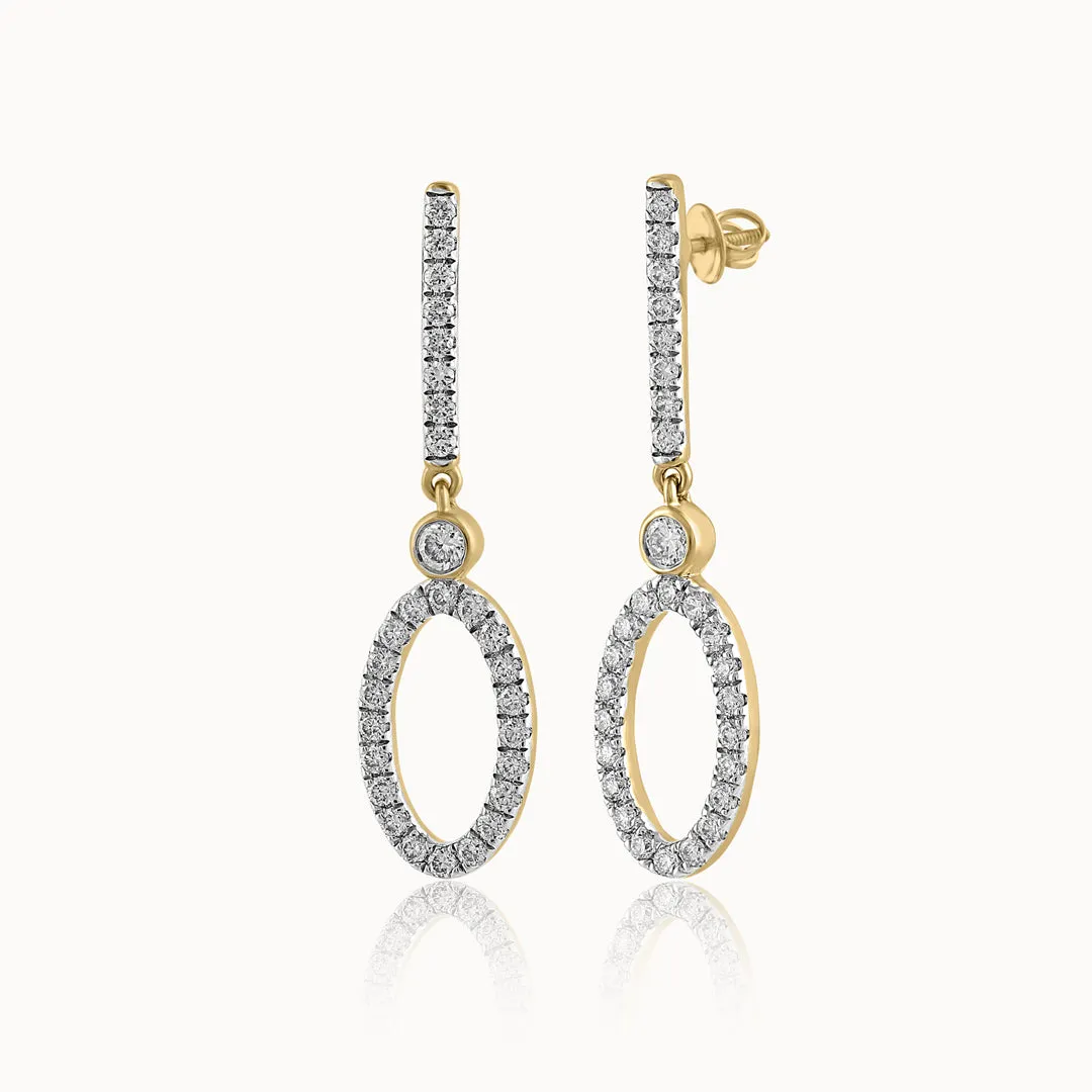 Diamond Oval Drop Earrings