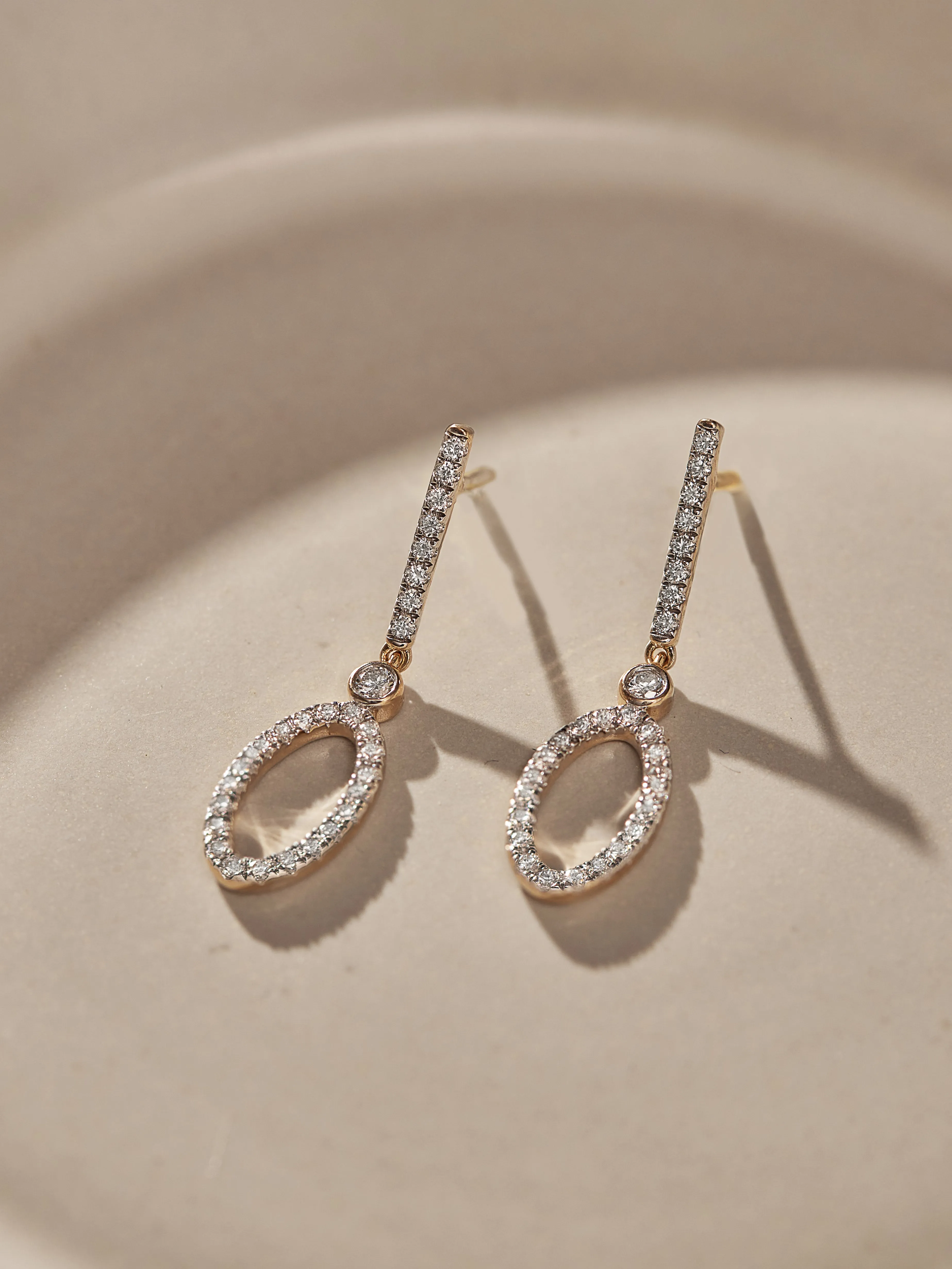 Diamond Oval Drop Earrings