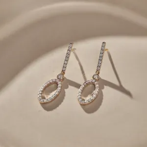 Diamond Oval Drop Earrings