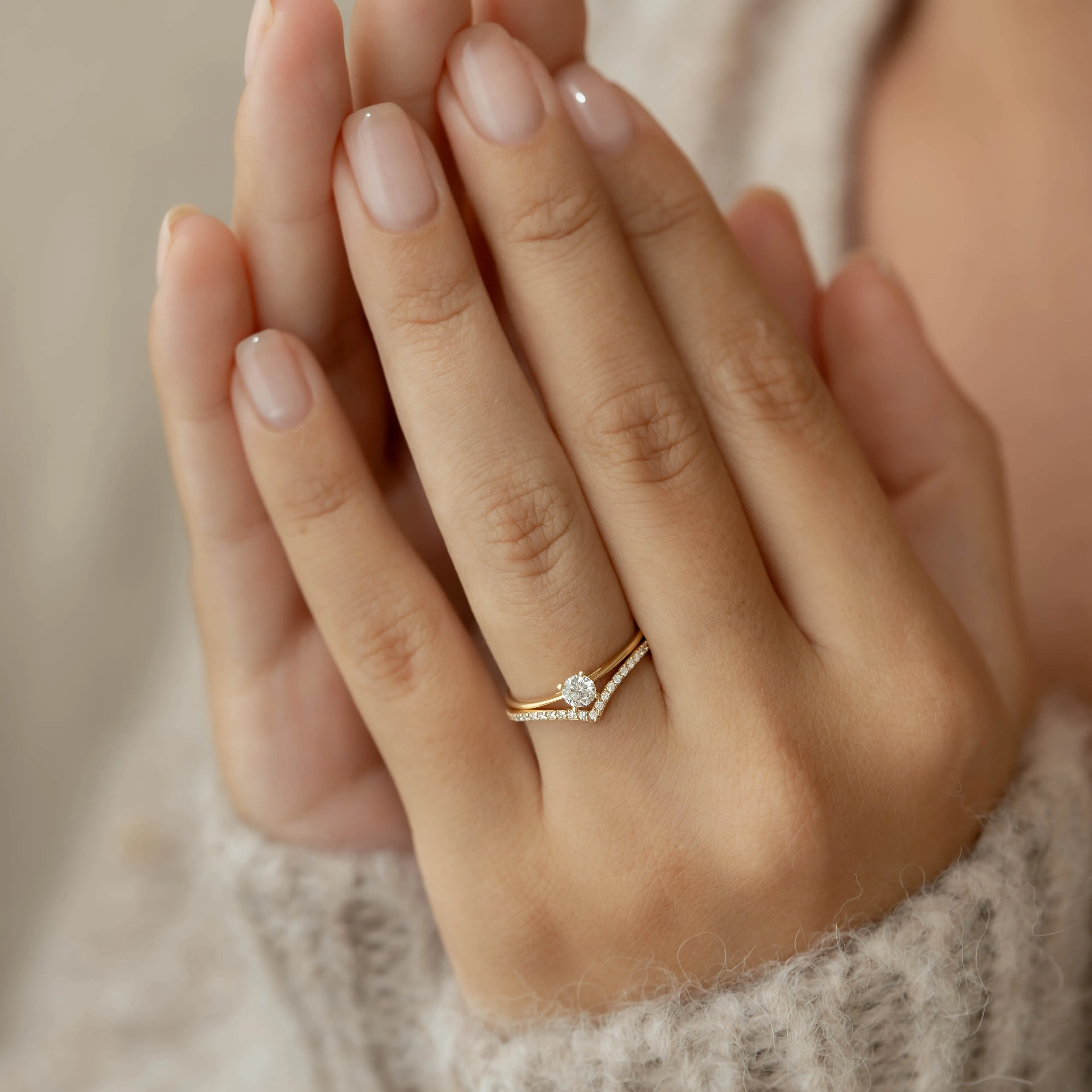 Diamond V Ring 14k Gold - Sanne