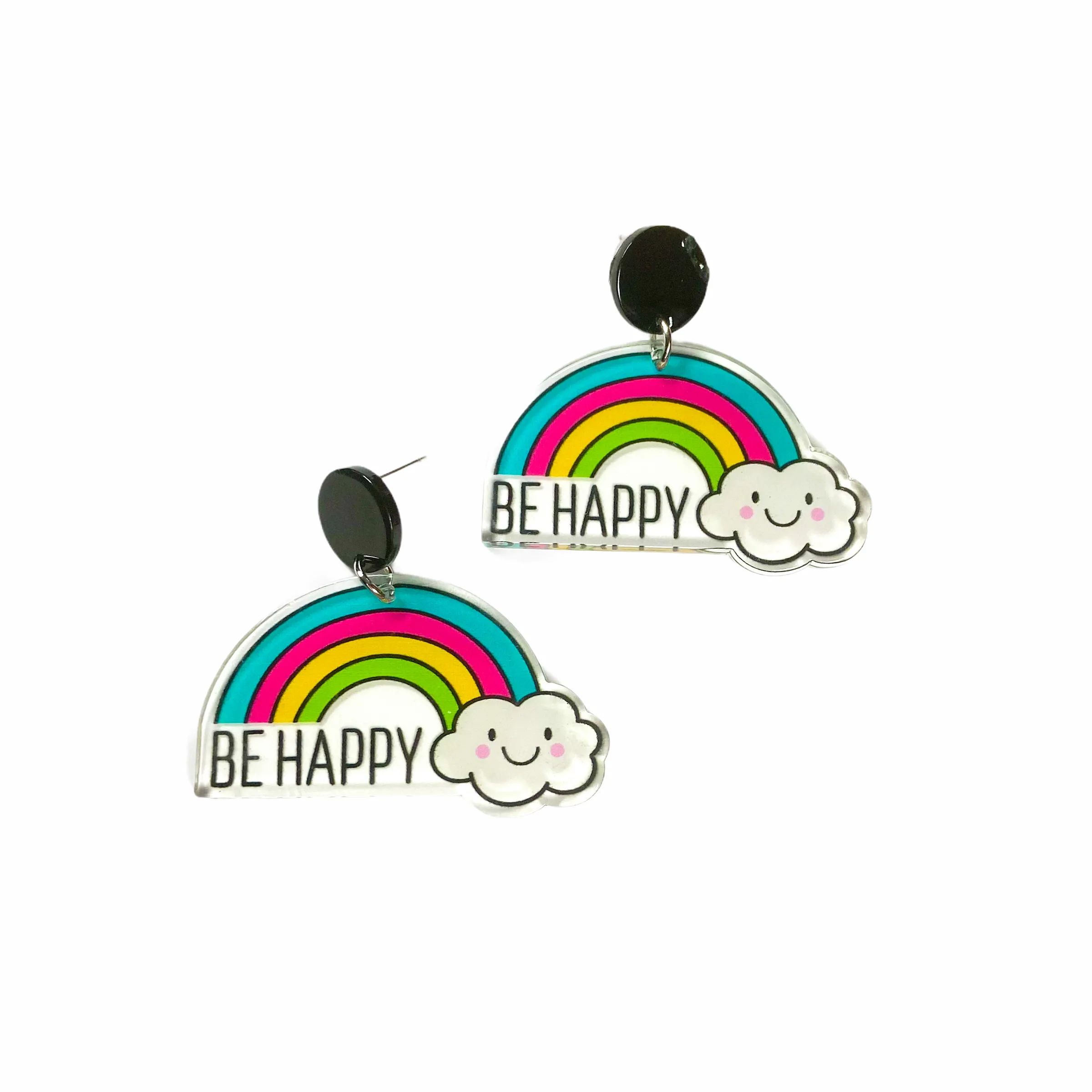 Earrings - Oversized happy rainbow drops