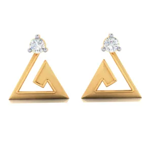 Elegant Shaped 18k Diamond Gold Earrings