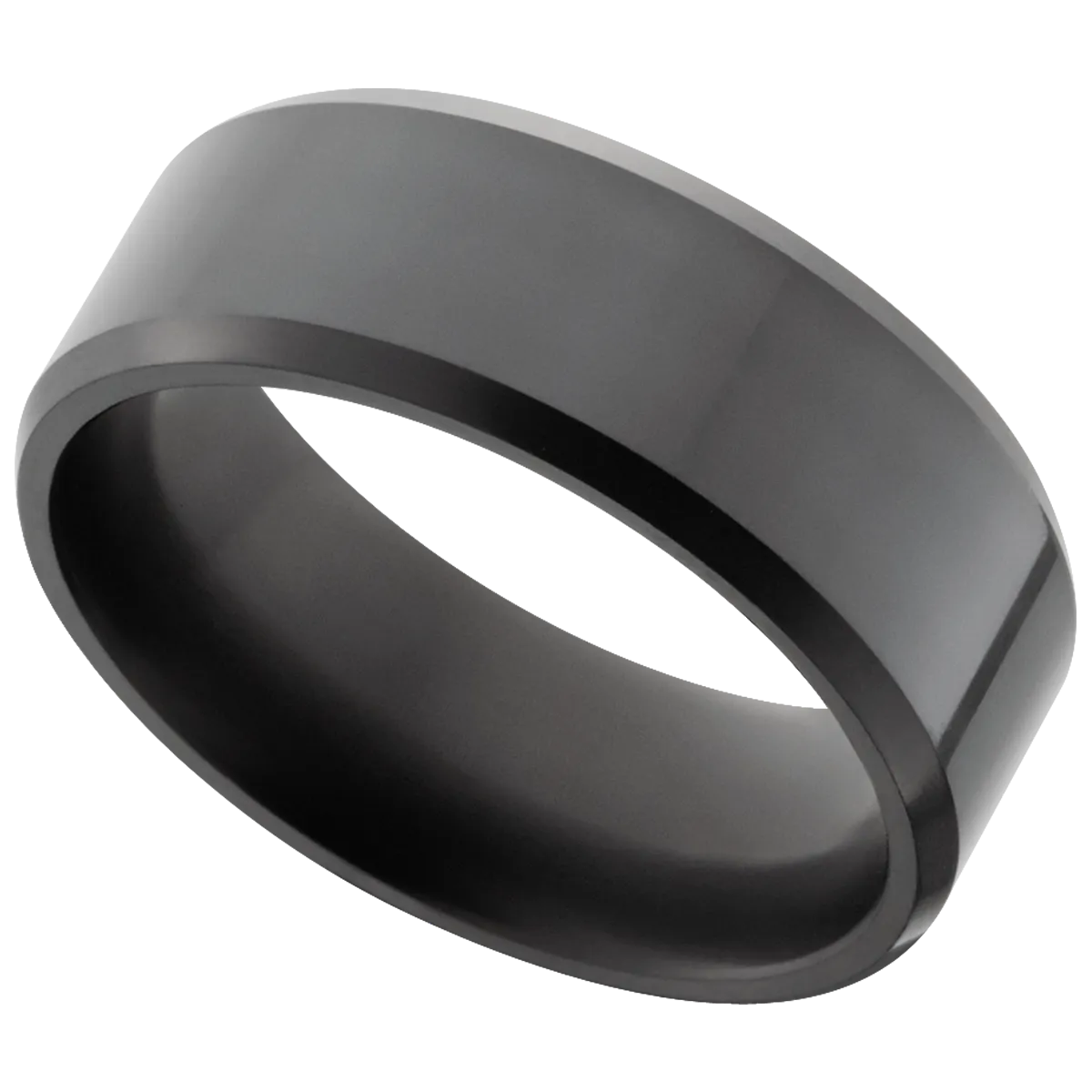 Elysium Ares Black Diamond Beveled Edge Wedding Ring