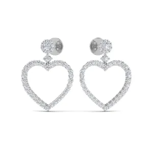 Embrace Heart Silver Drop Earring