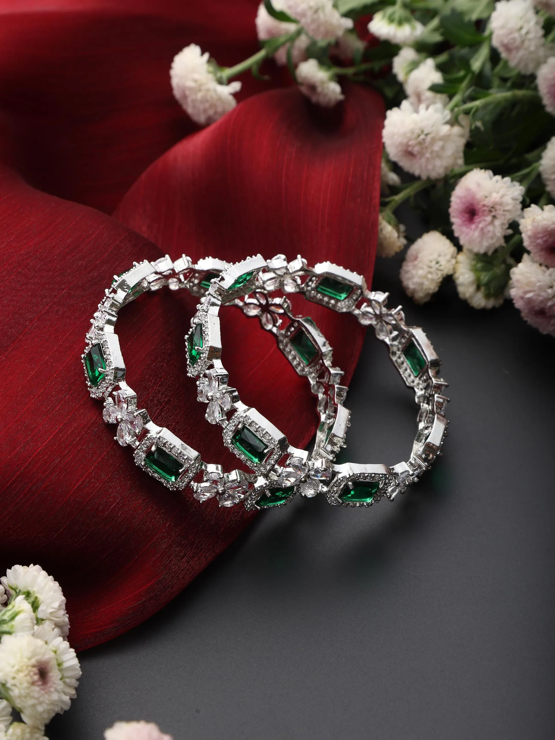 Emerald American Diamond Pair of Bangles