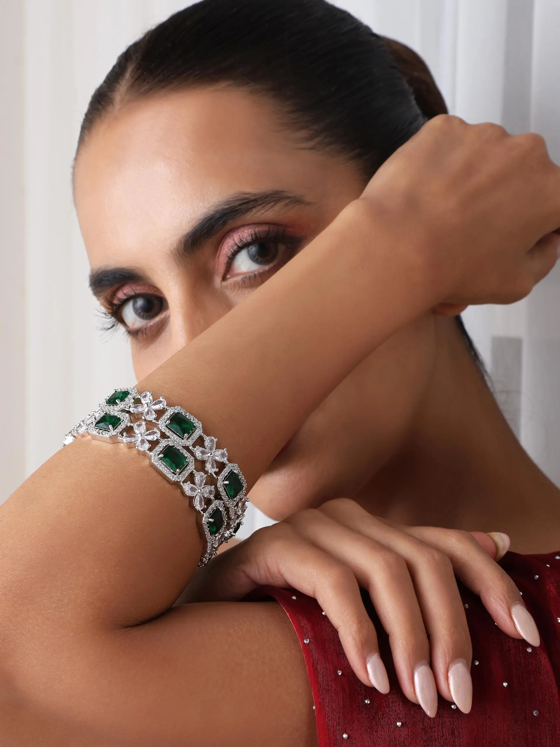 Emerald American Diamond Pair of Bangles