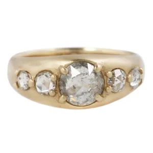 Five Light Gray Diamond Tapered Ring