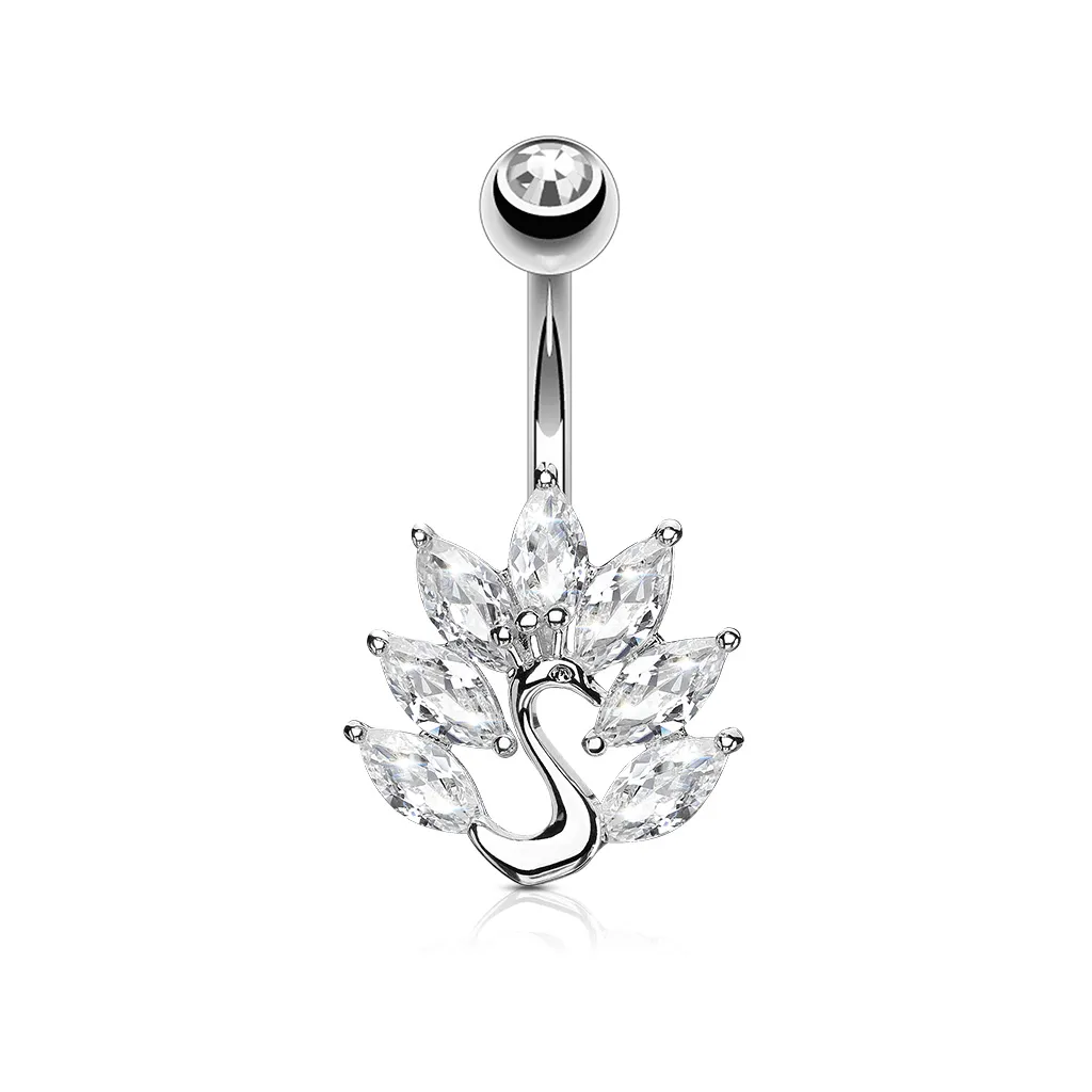 Fluff Your Feathers Peacock Belly Ring