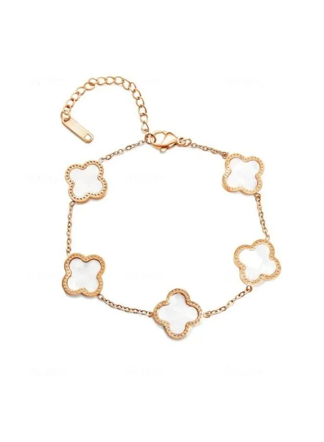 Four Leaf Clover White Chain, Bracelet, and Ring Set for Women |  A Symbol of Luck and Good Will for Women