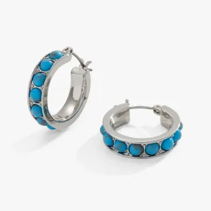 Gemstone Hoop Earrings, Reconstituted Turquoise