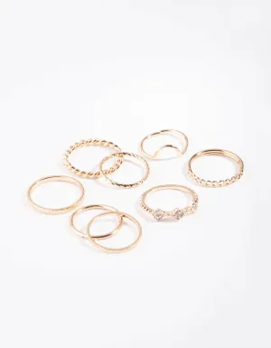 Gold Curve Midi 8-Pack Rings