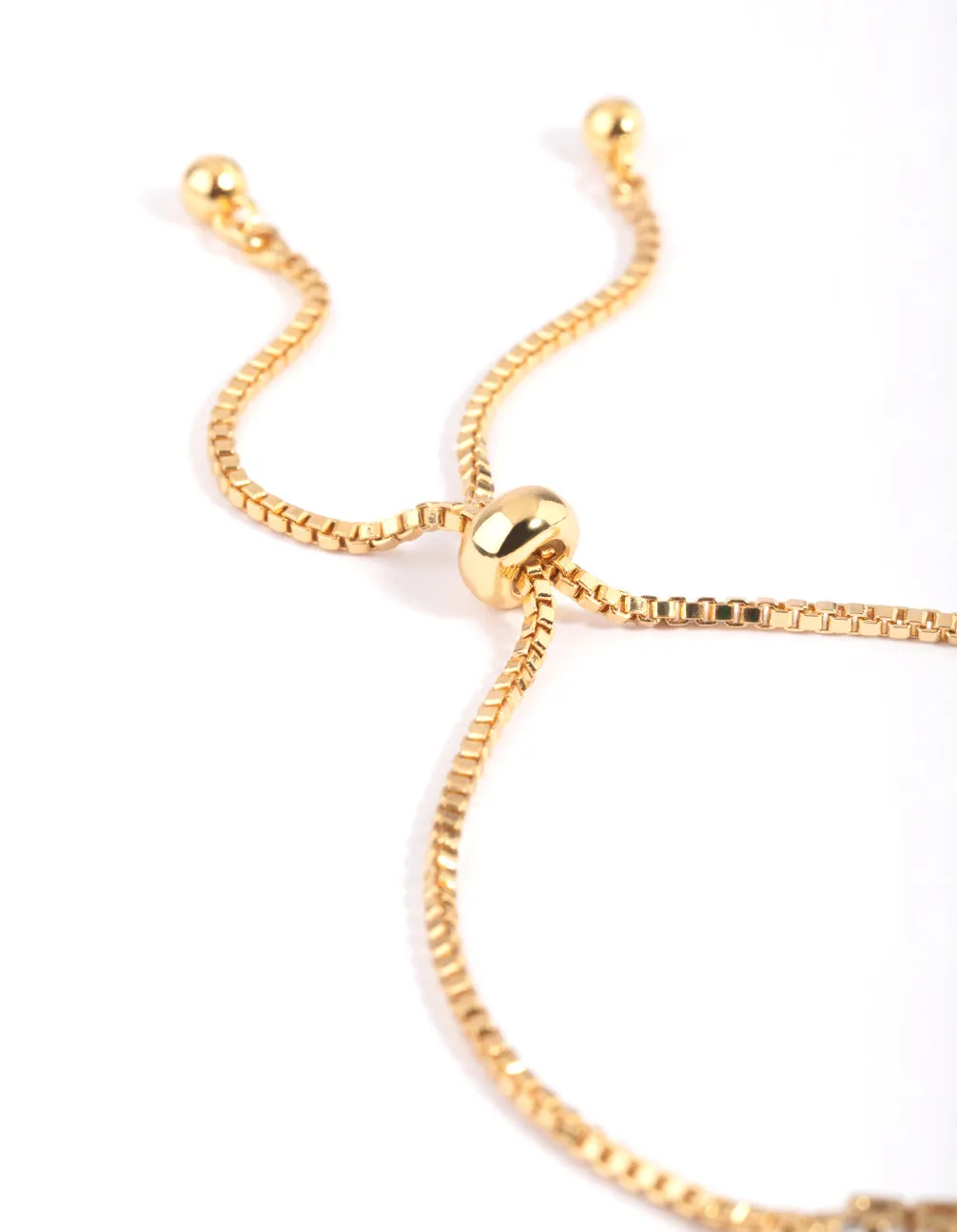 Gold Plated Cubic Zirconia Box Chain Toggle Tennis Bracelet