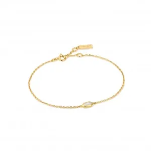 Gold Sparkle Emblem Chain Bracelet B041-02G-W