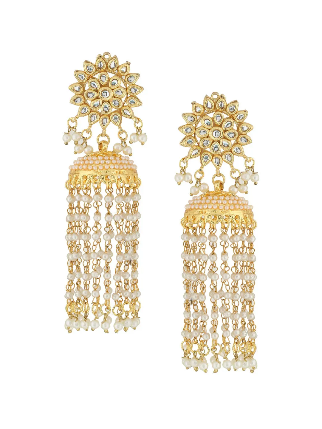 Gold Toned Contemporary Women's Jhumkas Earrings