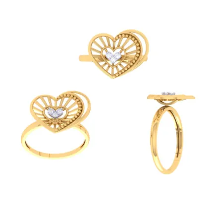 Heart Shaped Unique Gold Rings For Women